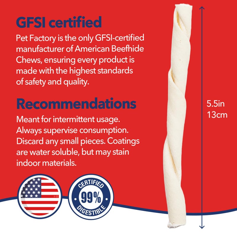 Pet Factory American Beefhide 5" Twist Sticks Dog Chew Treats - Natural Flavor, 1 lb - Image 4